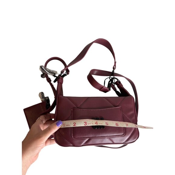 STEVE MADDEN Burgundy Crossbody Handbag Quilted Top-Handle Purse/ Credit Card Wa - Picture 7 of 8